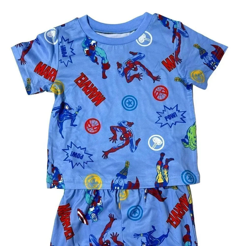Marvel Boy's 2 Piece Soft Knit Short Sleeve and Pant Pajama Set